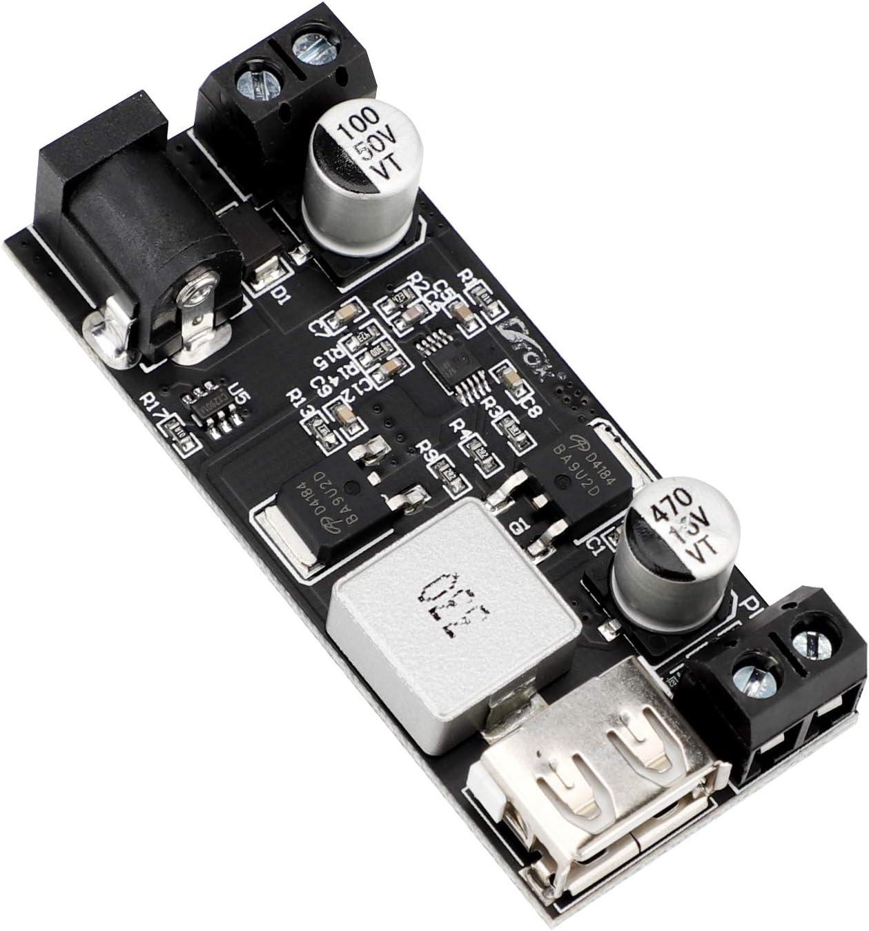 imageDROK DC Buck Converter 12V to 5V Step Down Converter Voltage Regulator 9V36V to 5V 356A Pack of 2 BlueBlack2pcs