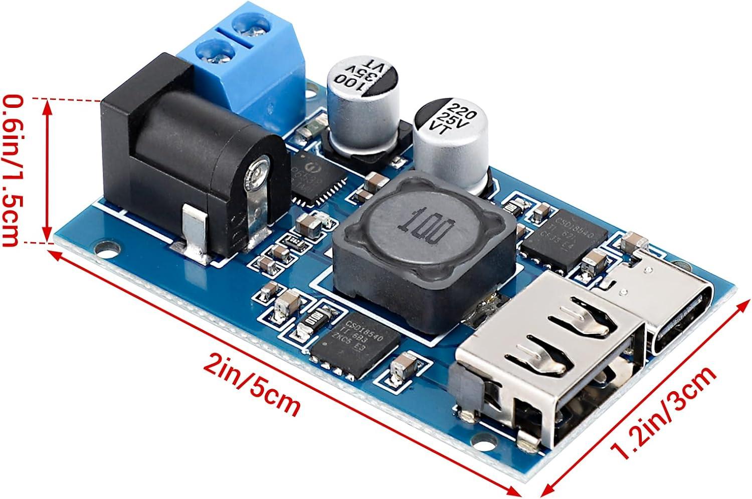 imageDROK DC Buck Converter 12V to 5V Step Down Converter Voltage Regulator 9V36V to 5V 356A Pack of 2 BlueBlue Pro1pcs