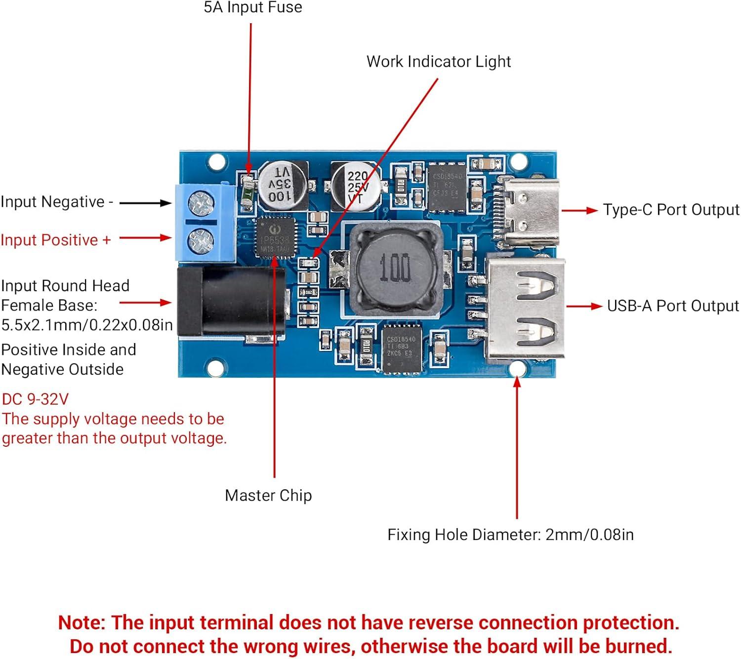 imageDROK DC Buck Converter 12V to 5V Step Down Converter Voltage Regulator 9V36V to 5V 356A Pack of 2 BlueBlue Pro1pcs