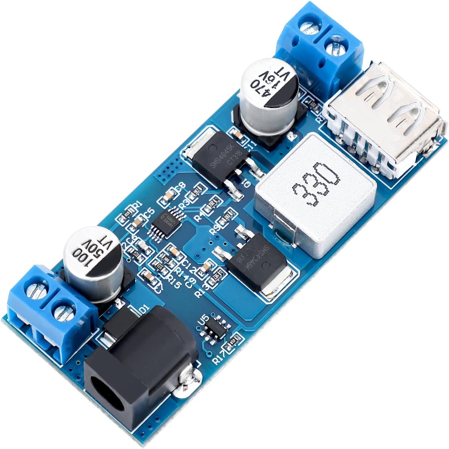 imageDROK DC Buck Converter 12V to 5V Step Down Converter Voltage Regulator 9V36V to 5V 356A Pack of 2 BlueBlue1pcs