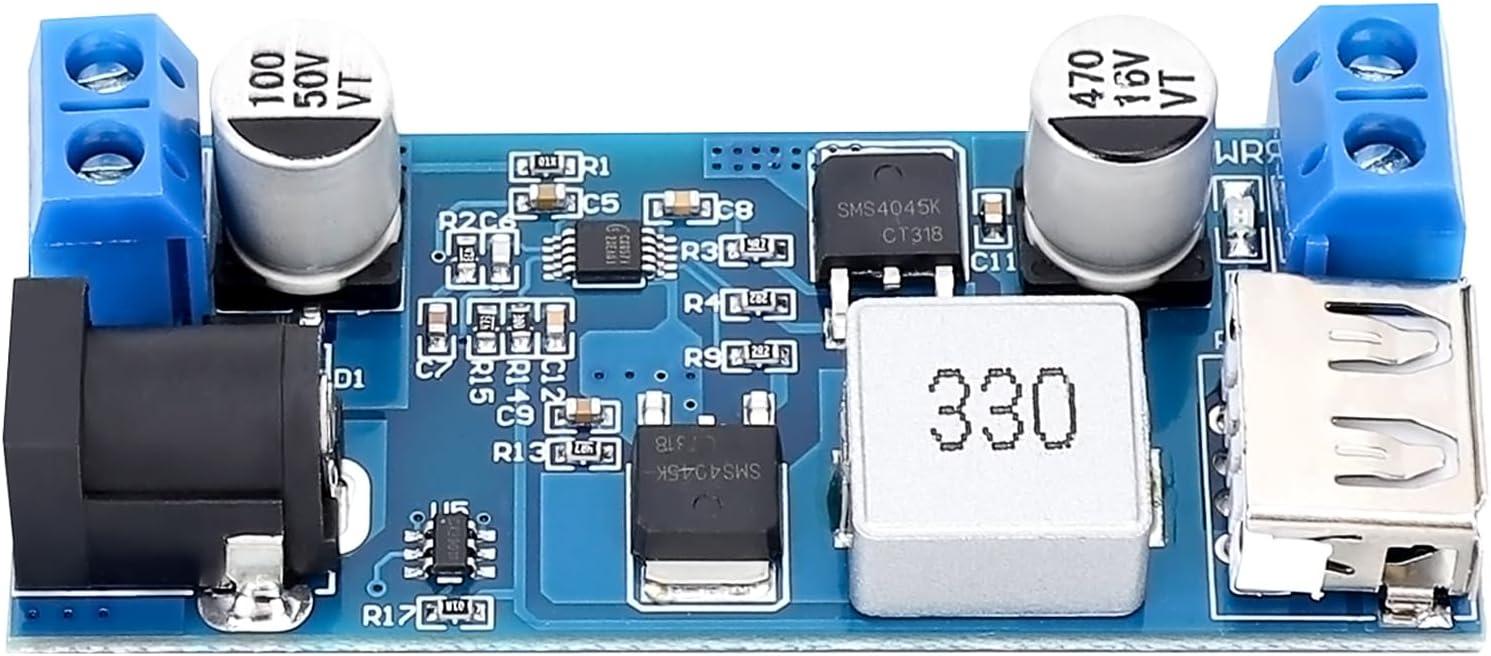imageDROK DC Buck Converter 12V to 5V Step Down Converter Voltage Regulator 9V36V to 5V 356A Pack of 2 BlueBlue2pcs