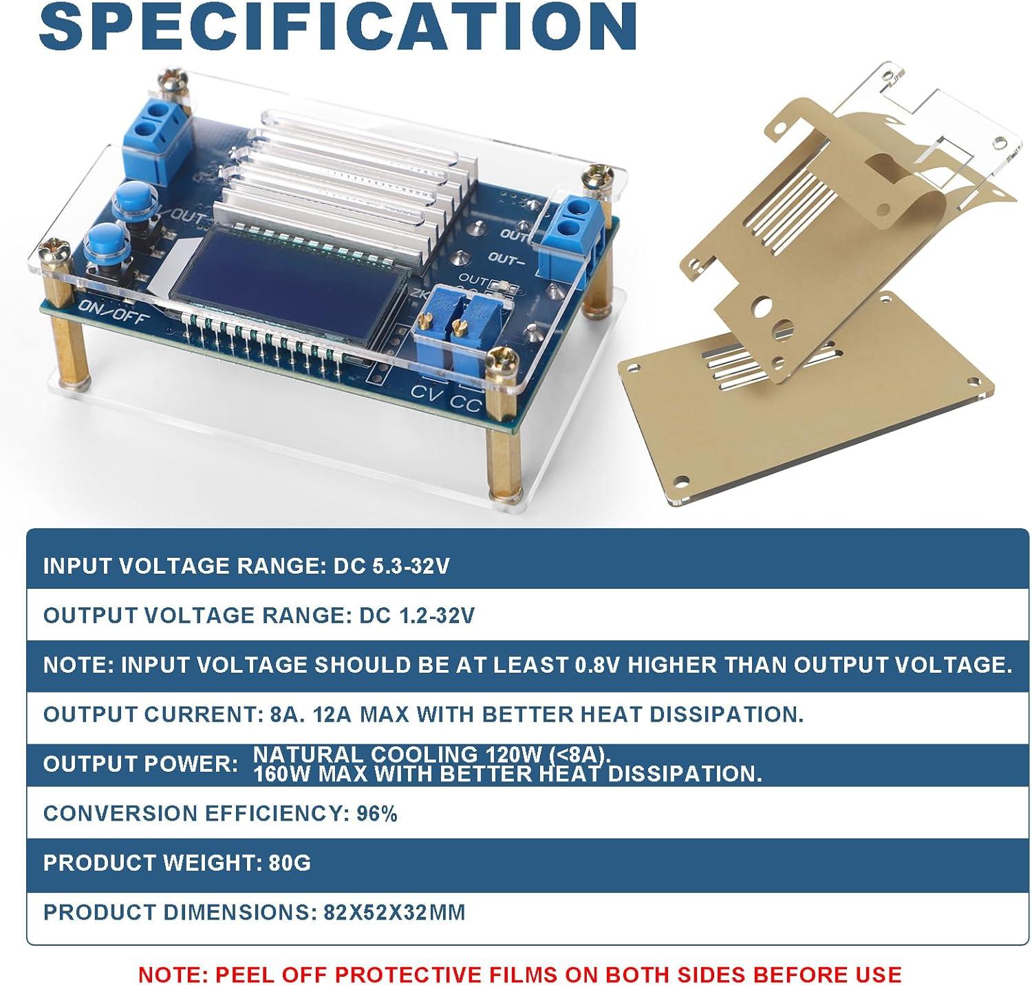 imageDROK DC Buck Converter 53V32V to 12V32V 12A Adjustable Power Supply 5v 9v 12v 24V 30V 32V Step Down Voltage Regulator with LCD Display Volt Transformer Reducer CC CV for RV Solar Panel Golf CartBuck 5332V to 1232V 12A