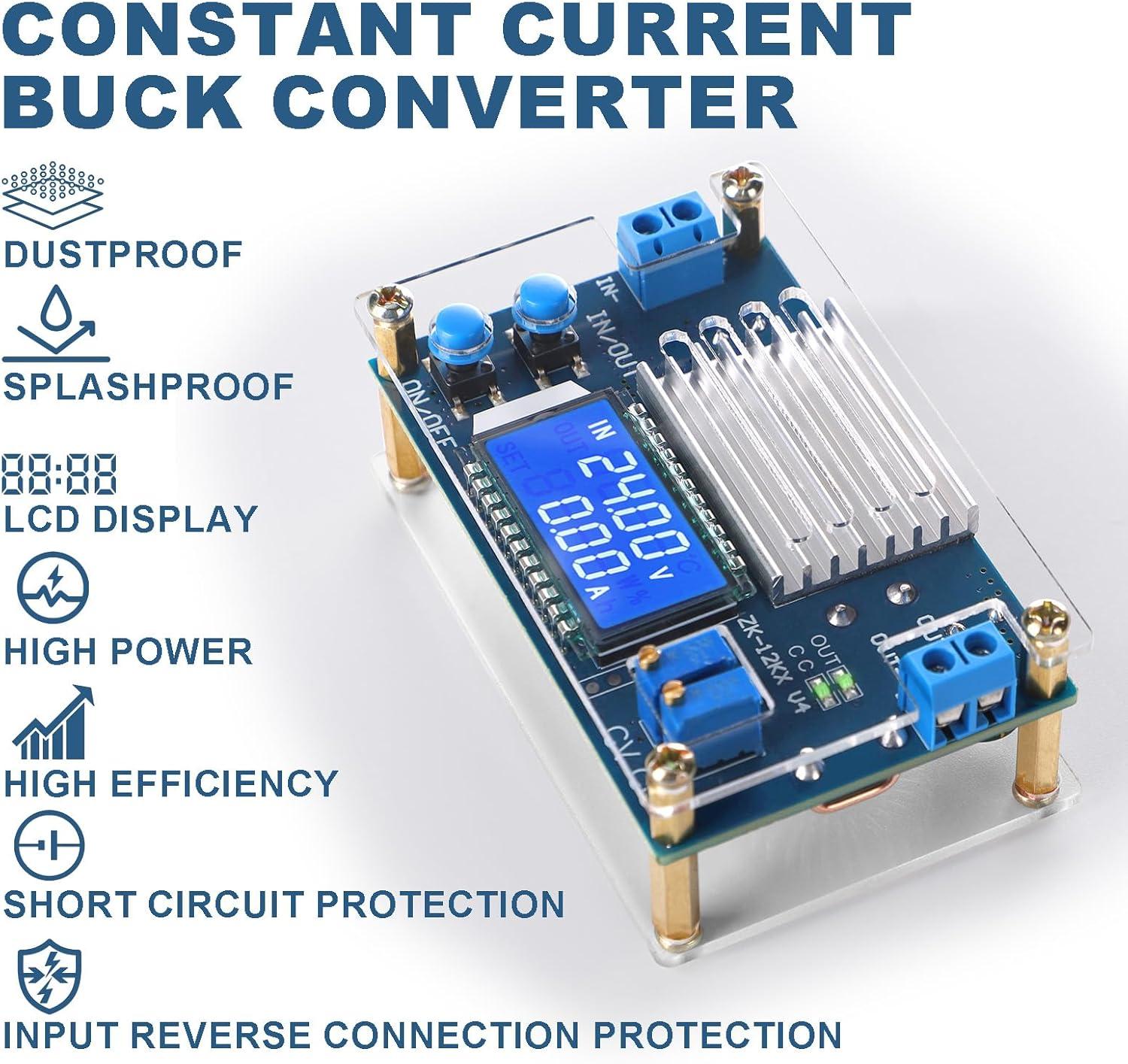 imageDROK DC Buck Converter 53V32V to 12V32V 12A Adjustable Power Supply 5v 9v 12v 24V 30V 32V Step Down Voltage Regulator with LCD Display Volt Transformer Reducer CC CV for RV Solar Panel Golf CartBuck 5332V to 1232V 12A