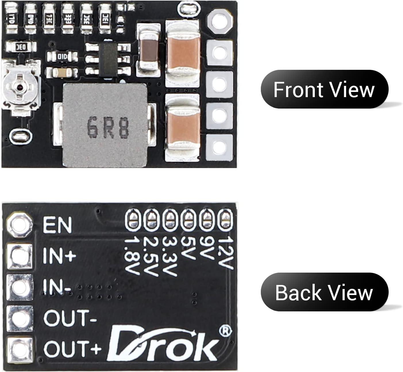 imageDROK DC Buck Converter 6pcs Mini Voltage Regulator DC 4520V 12V 9V Step Down to 5V Reducer Board 3A 10W Fixed Adjustable Volt Output StepDown Transformer Power Supply Stabilizer Module10pcs 4520V to 5V