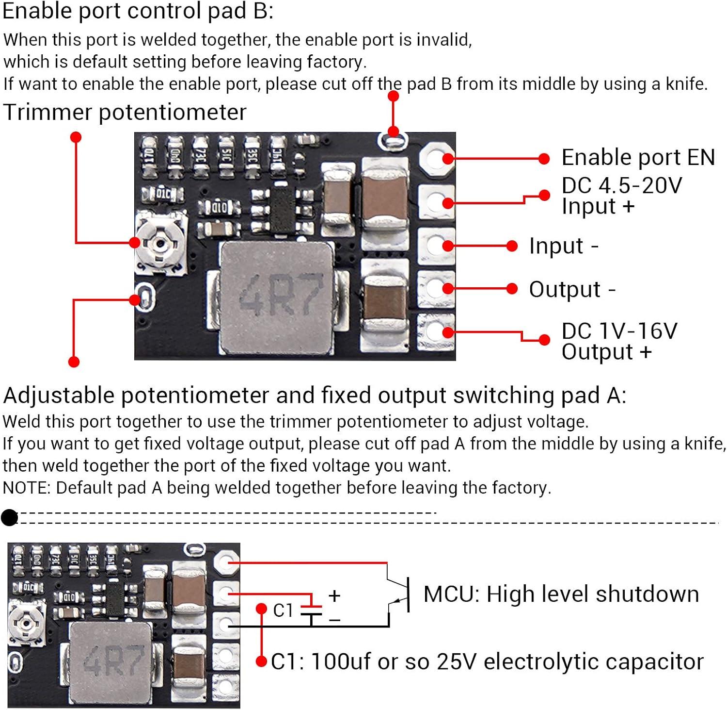 imageDROK DC Buck Converter 6pcs Mini Voltage Regulator DC 4520V 12V 9V Step Down to 5V Reducer Board 3A 10W Fixed Adjustable Volt Output StepDown Transformer Power Supply Stabilizer Module6pcs 4520V to 5V