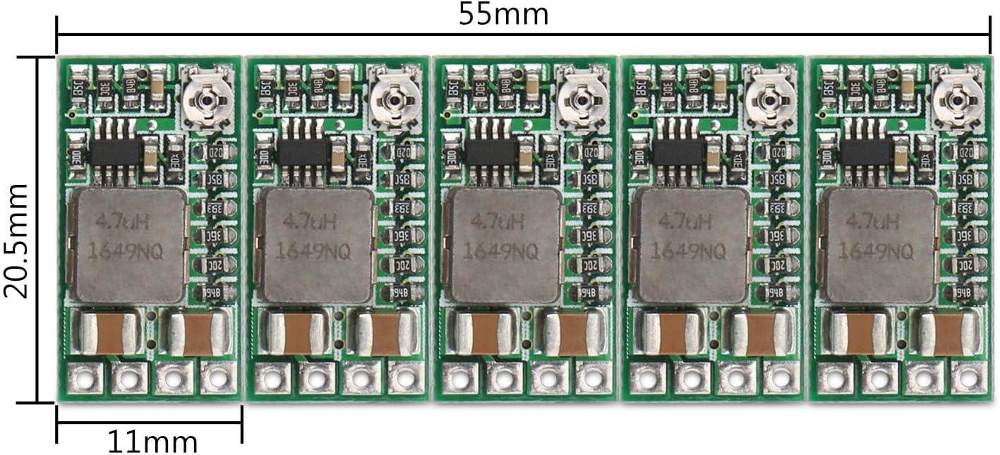 imageDROK DC Buck Converter 6pcs Mini Voltage Regulator DC 4520V 12V 9V Step Down to 5V Reducer Board 3A 10W Fixed Adjustable Volt Output StepDown Transformer Power Supply Stabilizer Module10pcs 4524V to 5V