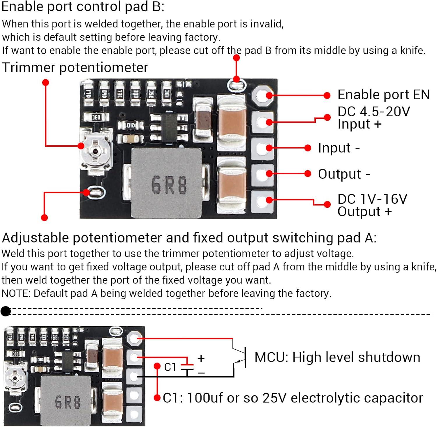 imageDROK DC Buck Converter 6pcs Mini Voltage Regulator DC 4520V 12V 9V Step Down to 5V Reducer Board 3A 10W Fixed Adjustable Volt Output StepDown Transformer Power Supply Stabilizer Module5pcs 4520V to 5V