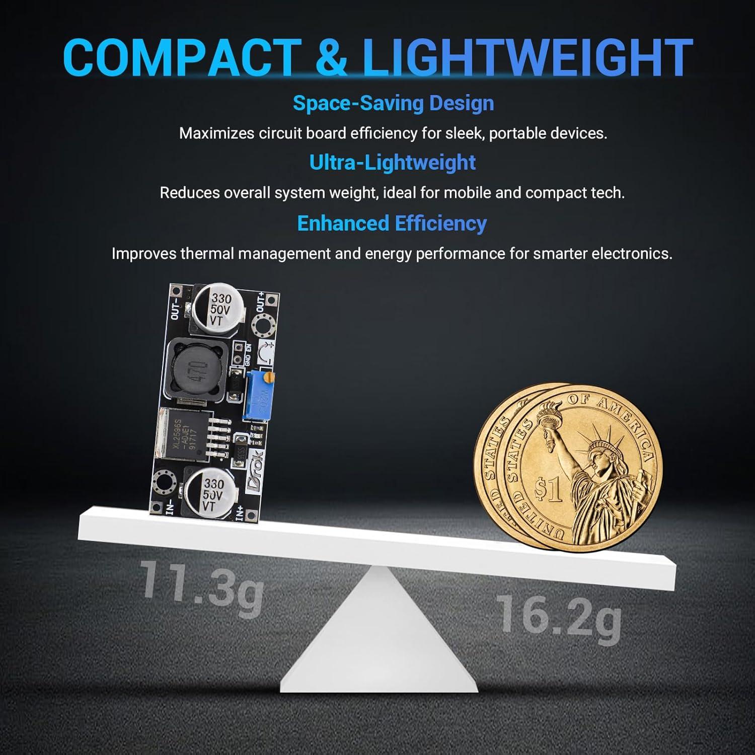 imageDROK DC Buck Converter Adjustable DC Voltage Regulator Adjustable 4540V to 12537V 36V 24V 12V 9V 5V 3V Variable Voltage Stabilizer Power Supply Volt Reducer Step Down TransformerBlack
