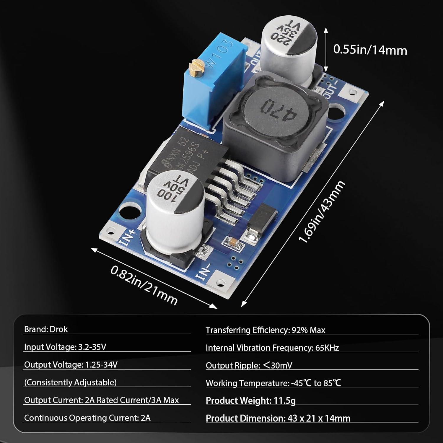 imageDROK DC Buck Converter Adjustable DC Voltage Regulator Adjustable 4540V to 12537V 36V 24V 12V 9V 5V 3V Variable Voltage Stabilizer Power Supply Volt Reducer Step Down TransformerBlue