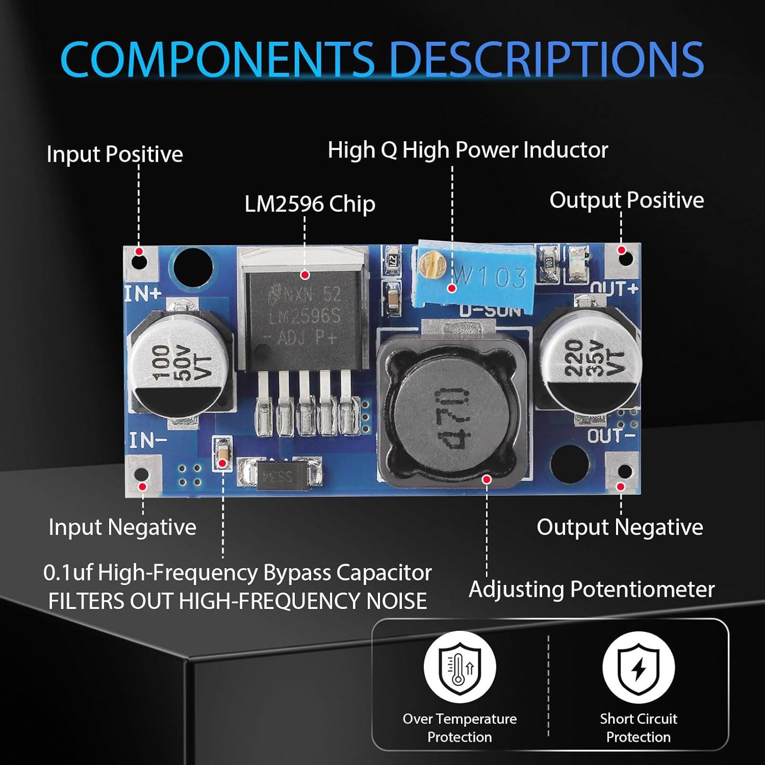 imageDROK DC Buck Converter Adjustable DC Voltage Regulator Adjustable 4540V to 12537V 36V 24V 12V 9V 5V 3V Variable Voltage Stabilizer Power Supply Volt Reducer Step Down TransformerBlue