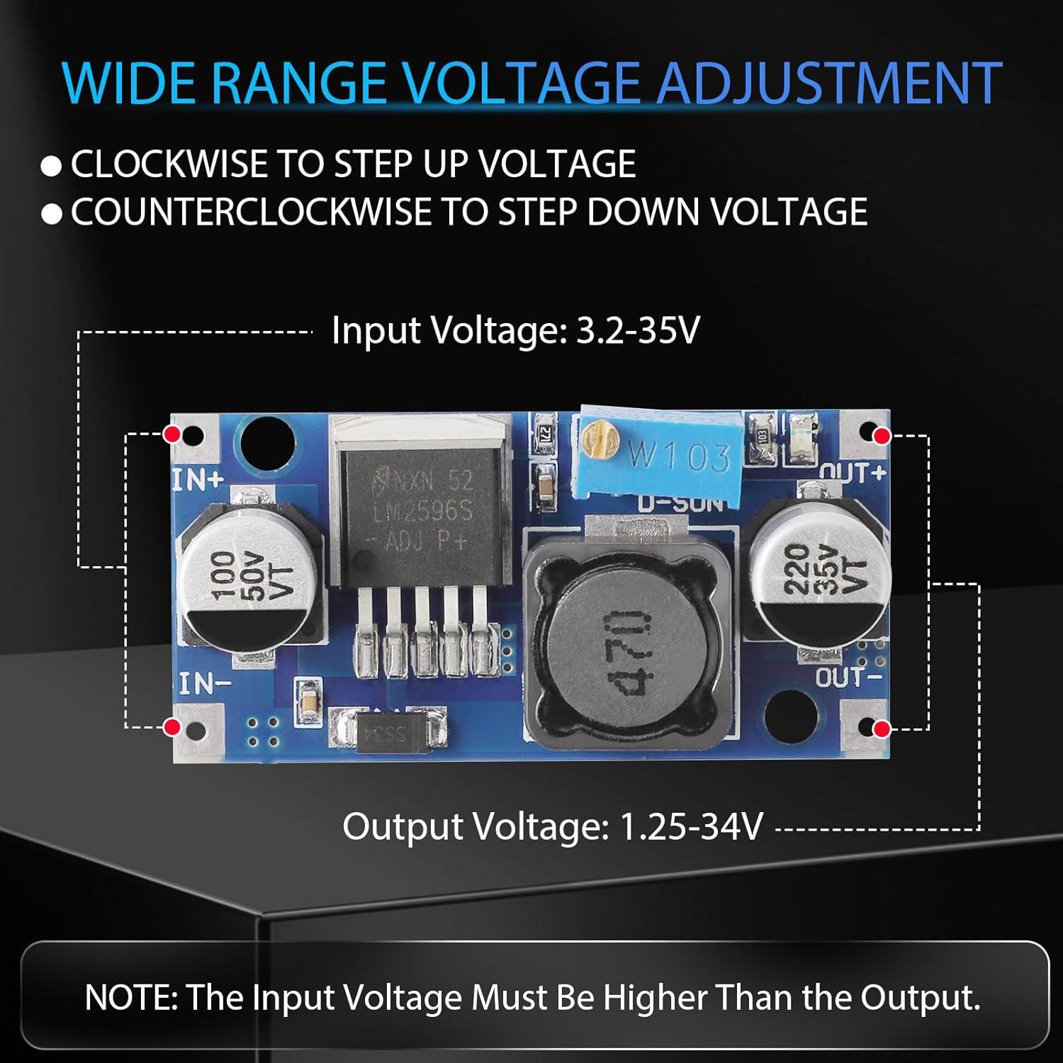imageDROK DC Buck Converter Adjustable DC Voltage Regulator Adjustable 4540V to 12537V 36V 24V 12V 9V 5V 3V Variable Voltage Stabilizer Power Supply Volt Reducer Step Down TransformerBlue