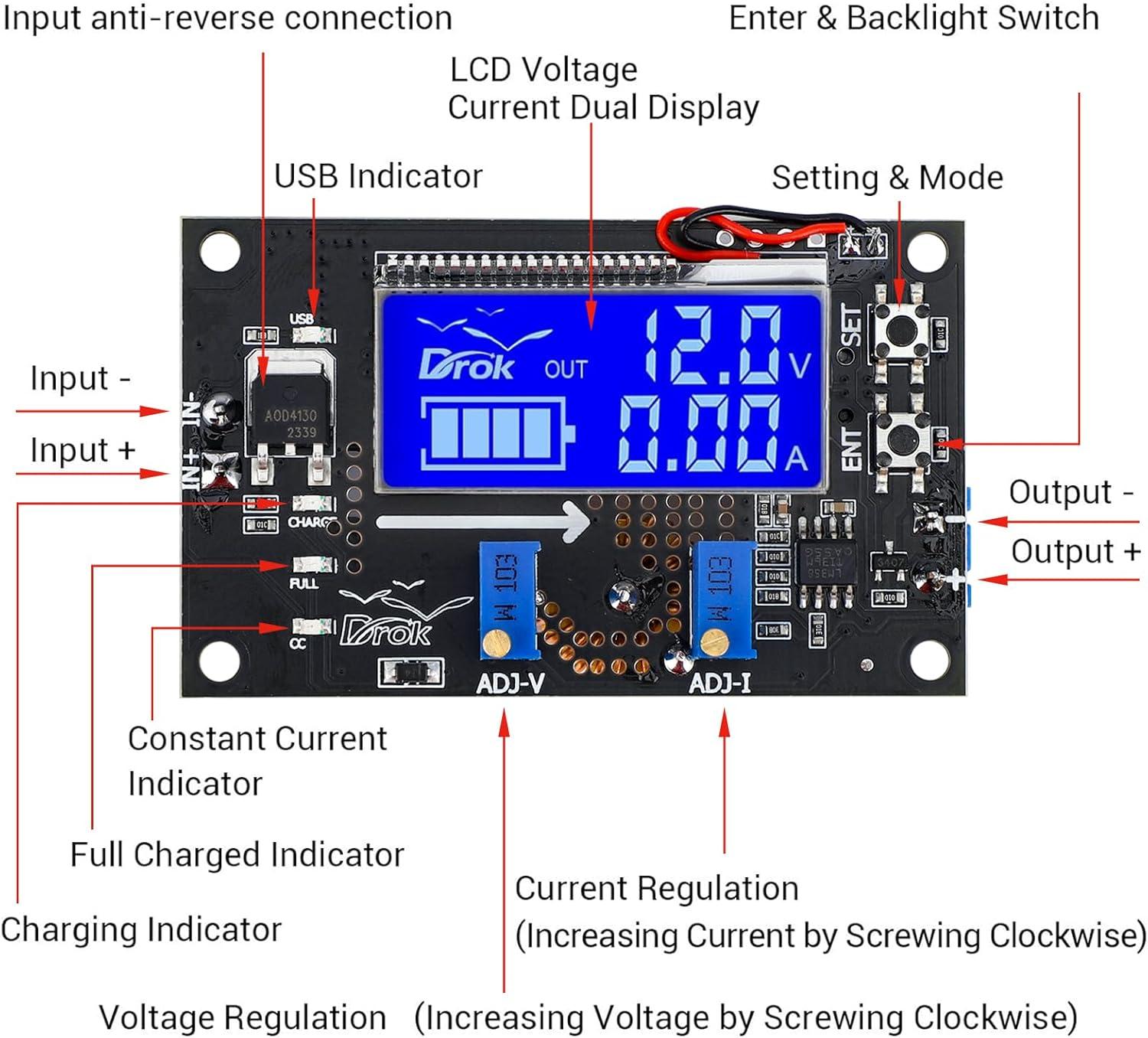 imageDROK DC Buck Converter Adjustable Voltage Regulator 12V 6V32V to 1532V 5A LCD Screen Step Down Converter with USB Port and Protective CaseBuck 632V to 1532V  2pcs