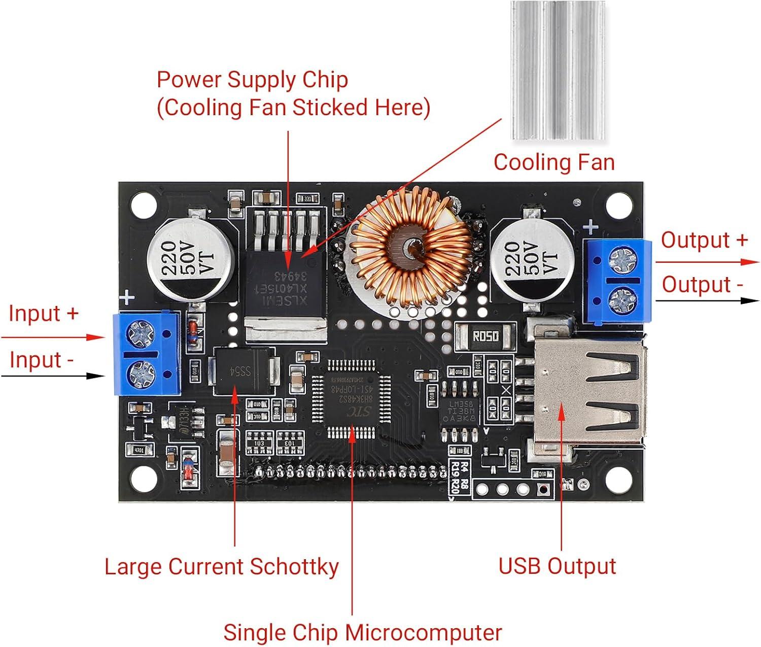 imageDROK DC Buck Converter Adjustable Voltage Regulator 12V 6V32V to 1532V 5A LCD Screen Step Down Converter with USB Port and Protective CaseBuck 632V to 1532V