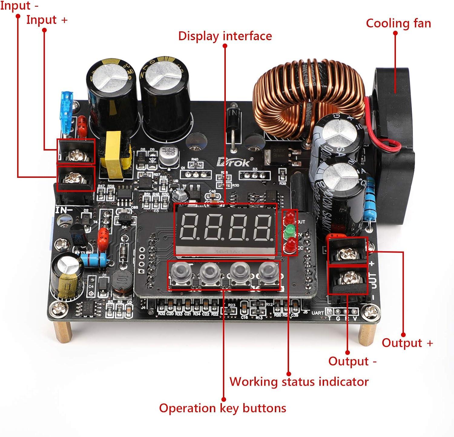 imageDROK DC Buck Converter DC to DC Step Down Power Supply Module 10V65V to 060V 012A Adjustable Voltage Regulator Transformer Board with LED Display for Volt Reducer65V to 12V 12A