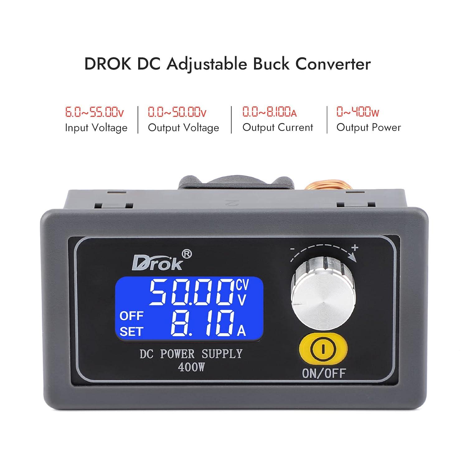 imageDROK DC Buck Converter Stepdown Voltage Regulator 655V to 050V 8A 400W 6V 12V 24V 36V 48V Constant Voltage and Constant Current Buck Module DC Regulated Power Supply