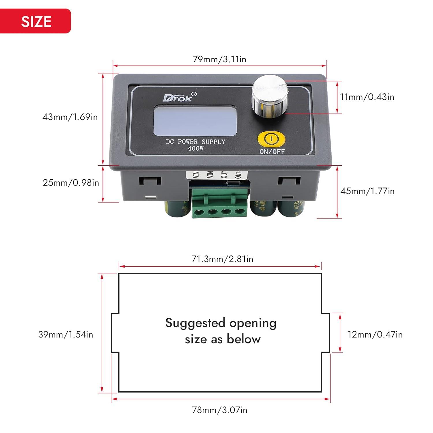 imageDROK DC Buck Converter Stepdown Voltage Regulator 655V to 050V 8A 400W 6V 12V 24V 36V 48V Constant Voltage and Constant Current Buck Module DC Regulated Power Supply