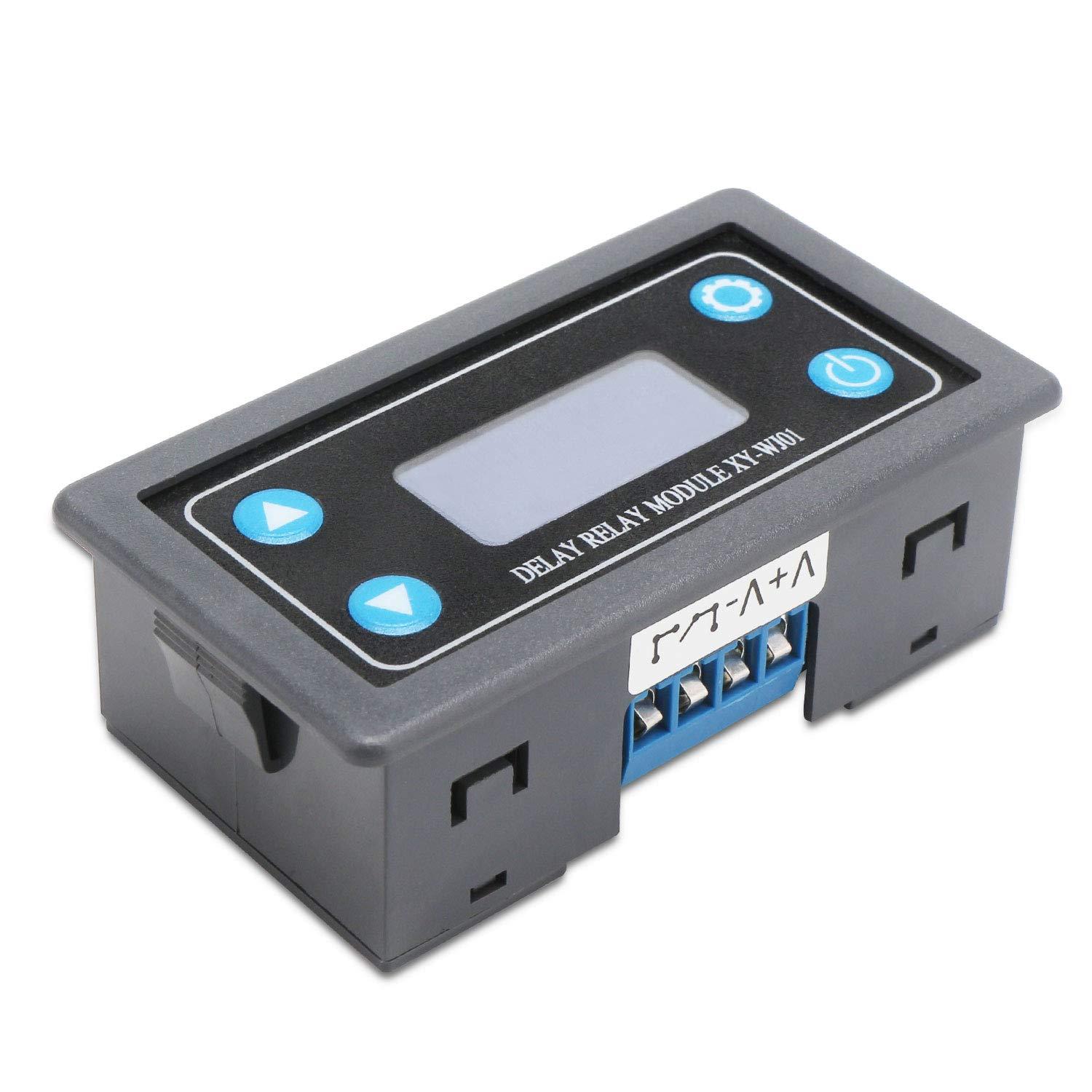 imageDROK Delay Relay Module DC 630V Timer Relay 12V 24V 001s9999min 50mA Digital Timer Cycle Delay Switch Module AC 220V Power OnOff Controller with LCD Display Switch Button Case10APack of 2