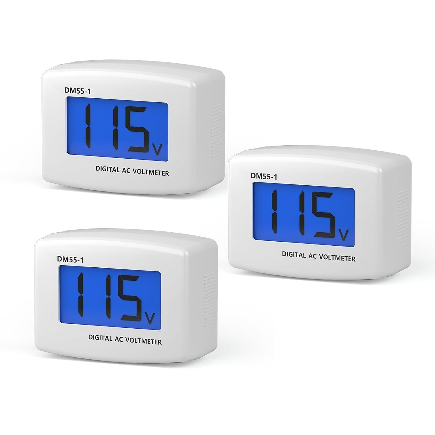 imageDROK Electric Voltage Testers 2pcs AC 80300V LCD Display Flat Plug Voltmeter Electrical Outlet Tester Plug in Digital Voltage Meter80300V
