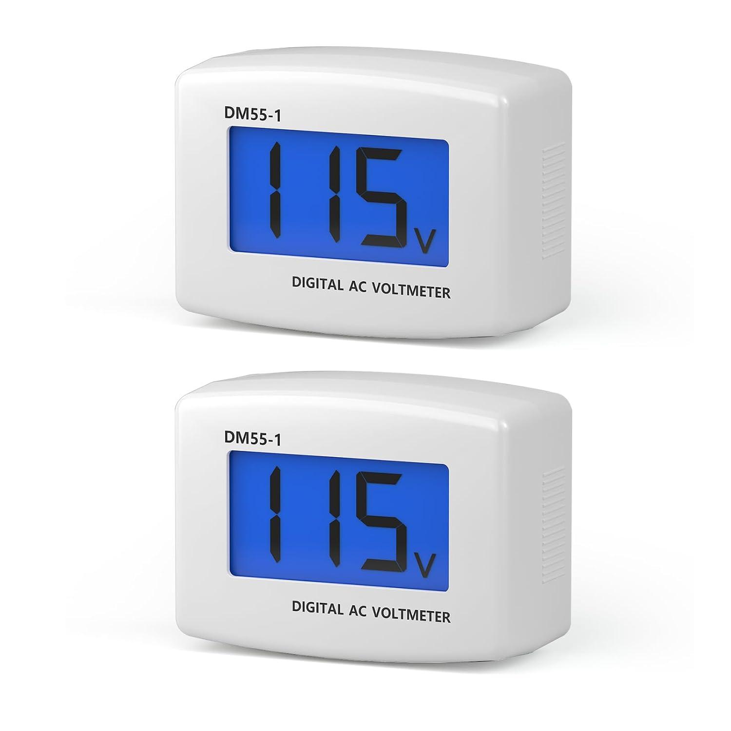 imageDROK Electric Voltage Testers 2pcs AC 80300V LCD Display Flat Plug Voltmeter Electrical Outlet Tester Plug in Digital Voltage Meter80300V