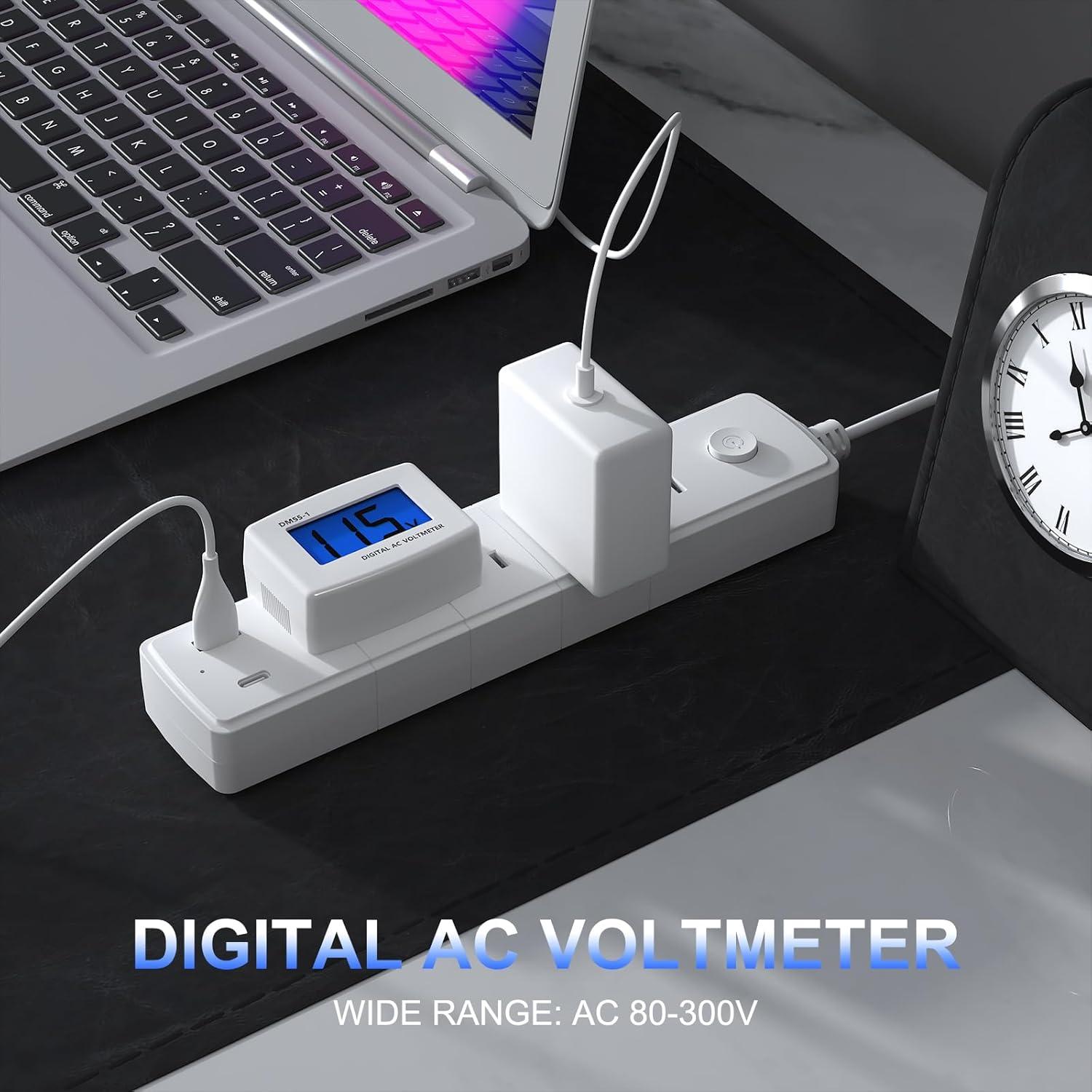 imageDROK Electric Voltage Testers 2pcs AC 80300V LCD Display Flat Plug Voltmeter Electrical Outlet Tester Plug in Digital Voltage Meter80300V