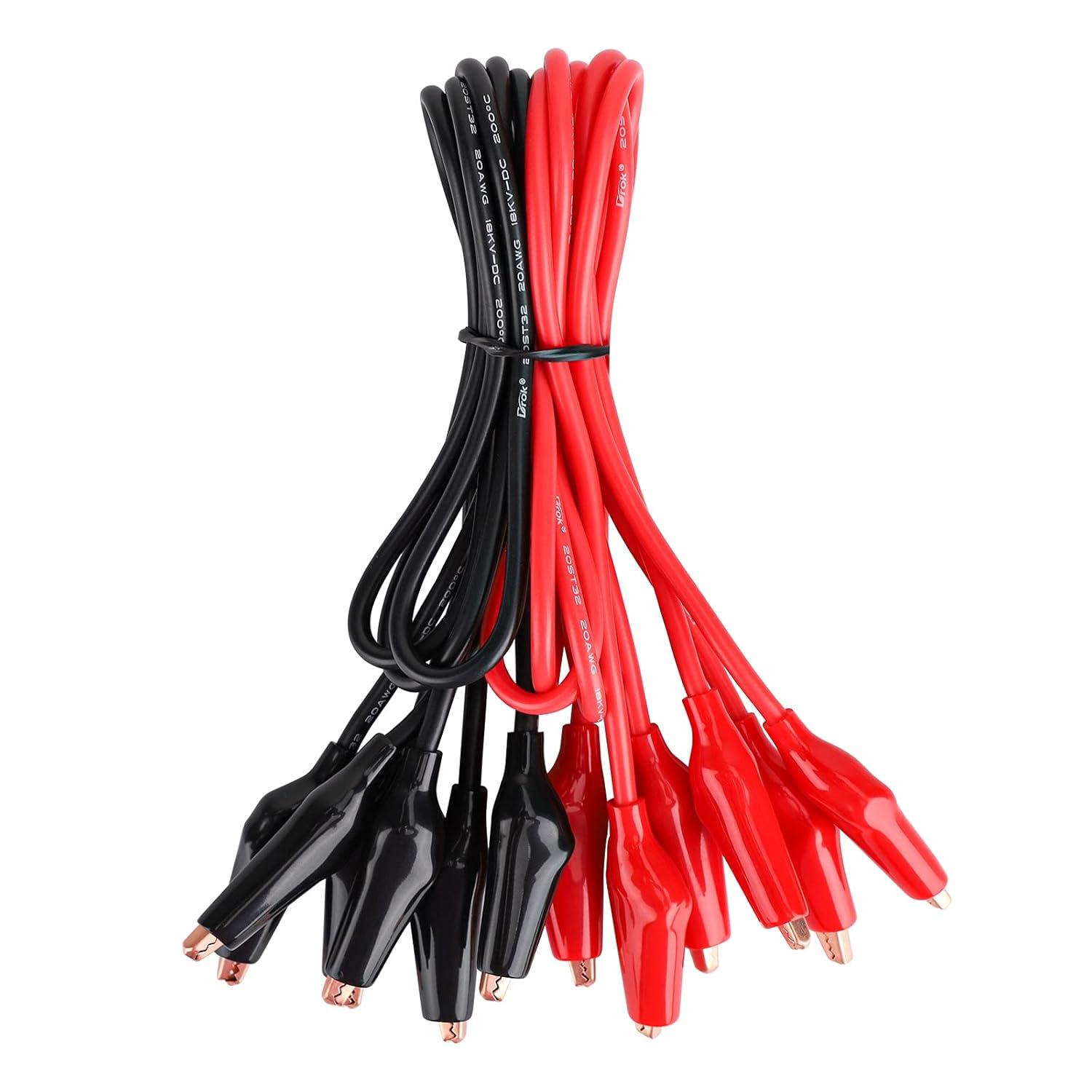 imageDROK Jumper Wires with Alligator Clips Electrical  10pcs 45mm Large Pure Copper 196 inches50cm Test Leads with Alligator Clips for Multimeter Electrical TestingTest Probes  Leads