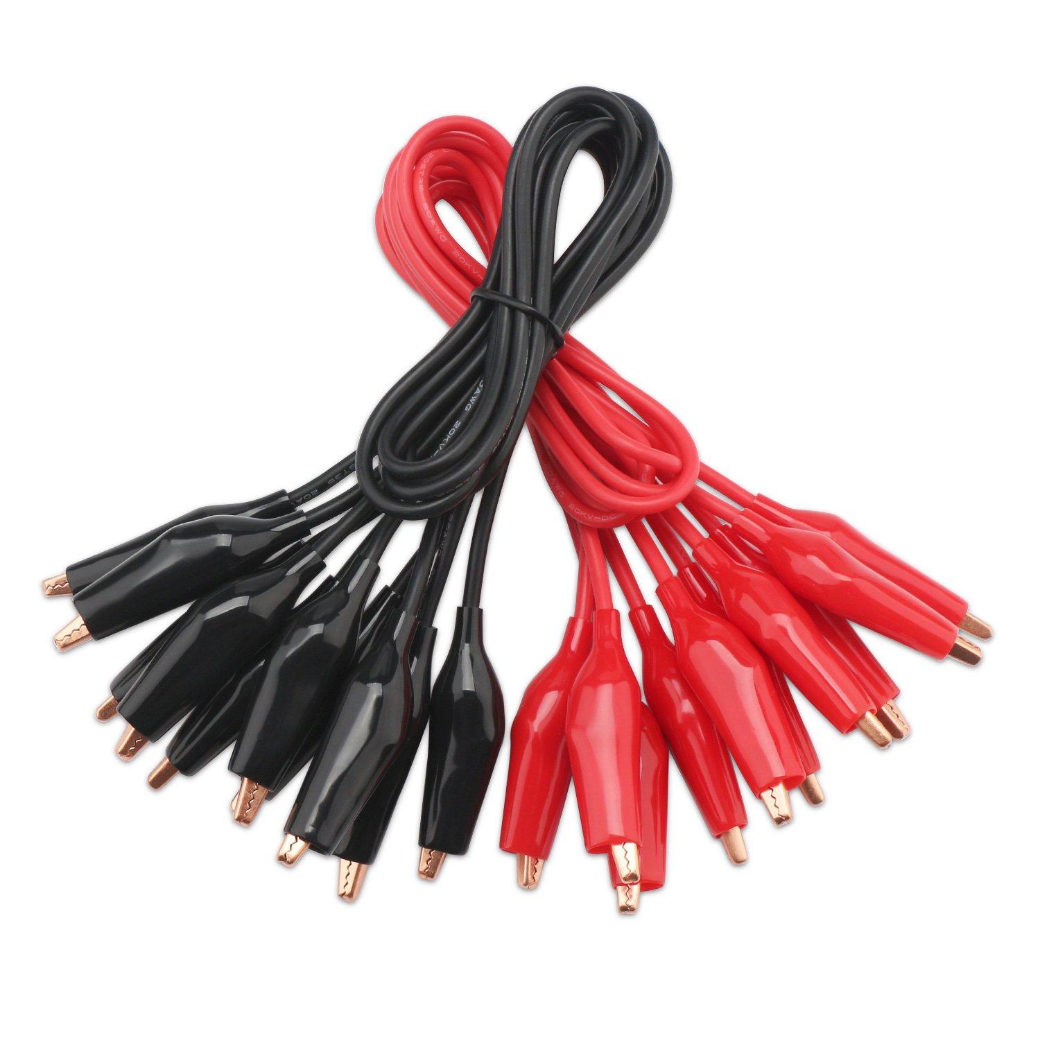 imageDROK Jumper Wires with Alligator Clips Electrical  10pcs 45mm Large Pure Copper 196 inches50cm Test Leads with Alligator Clips for Multimeter Electrical TestingTest Probes  Leads