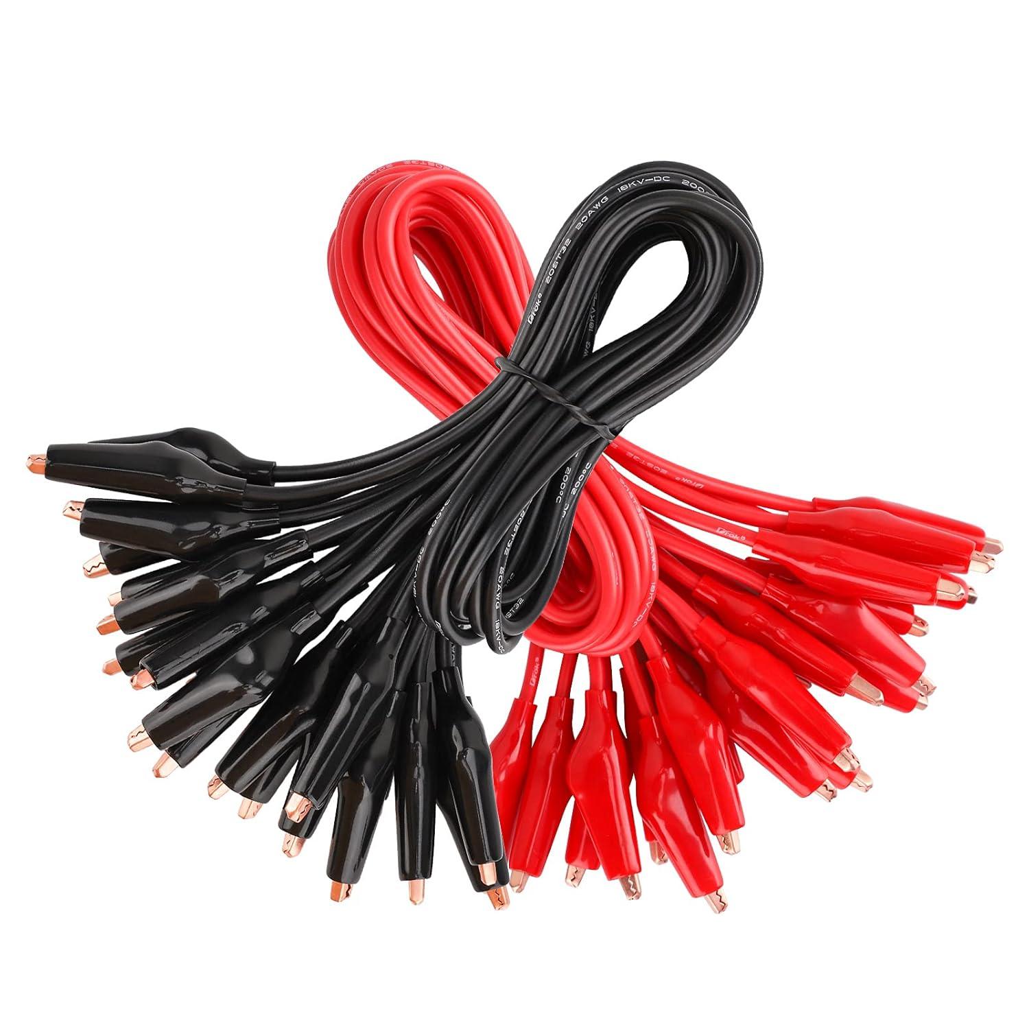 imageDROK Jumper Wires with Alligator Clips Electrical  10pcs 45mm Large Pure Copper 196 inches50cm Test Leads with Alligator Clips for Multimeter Electrical TestingTest Probes  Leads
