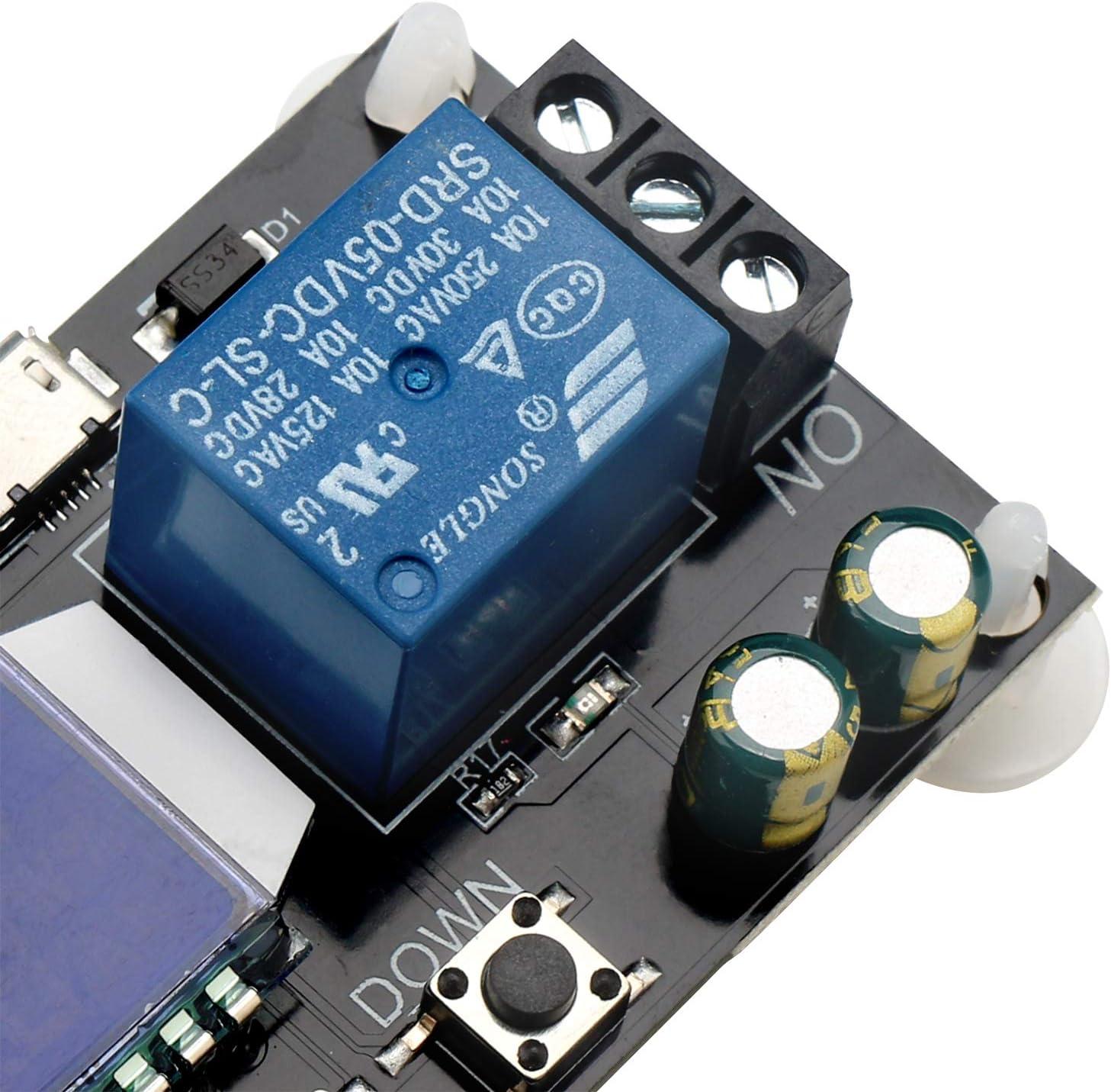 imageDROK Timer Relay  5V12V24V Time Delay Relay Switch DelayOff Cycle Timer 001s9999mins with LCD Display Support Micro USB 5V Power SupplyBlack