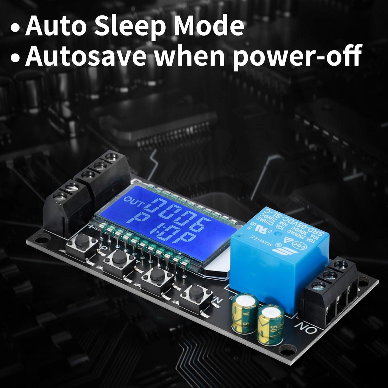 imageDROK Timer Relay  5V12V24V Time Delay Relay Switch DelayOff Cycle Timer 001s9999mins with LCD Display Support Micro USB 5V Power SupplyBlack