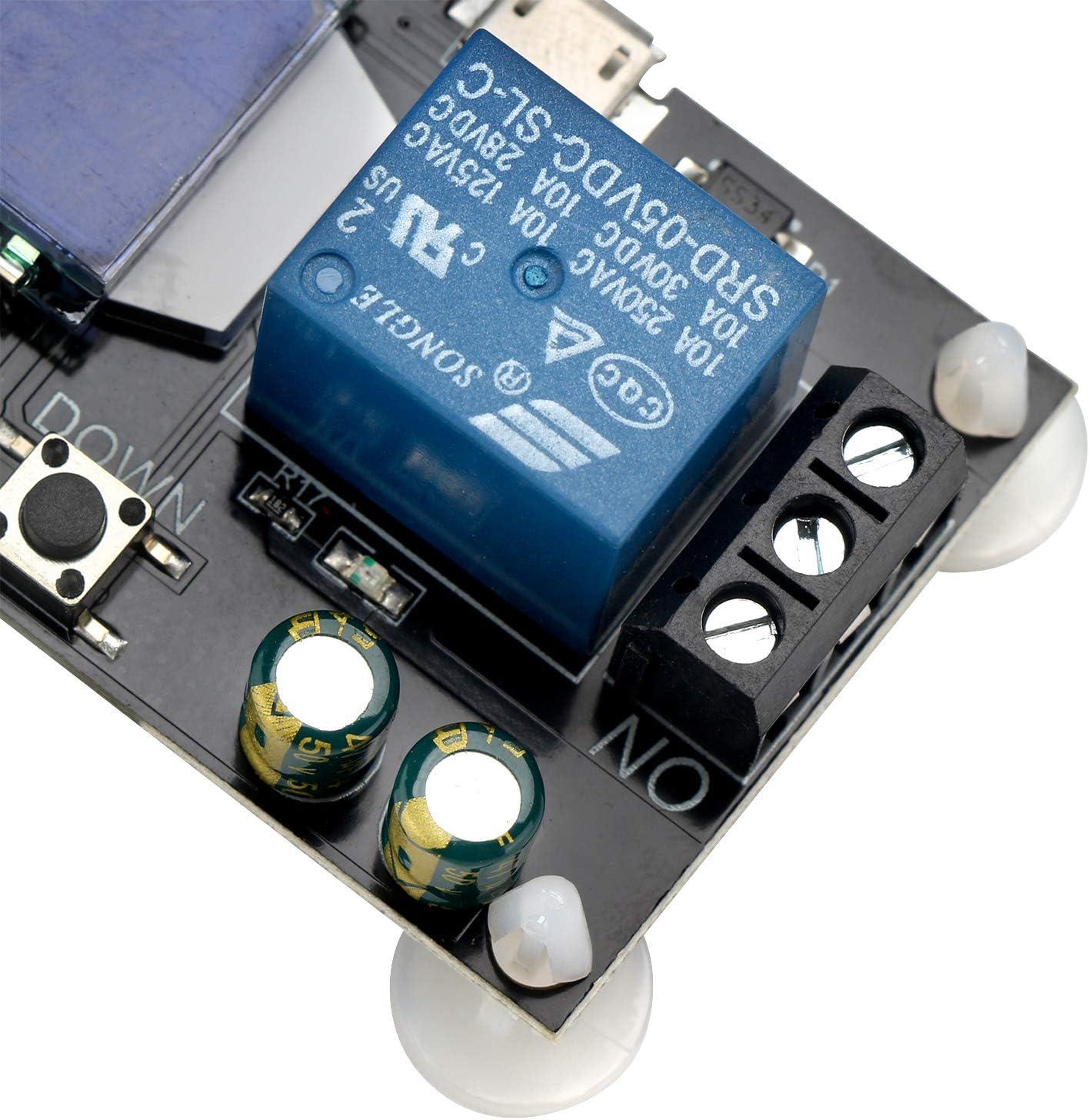 imageDROK Timer Relay  5V12V24V Time Delay Relay Switch DelayOff Cycle Timer 001s9999mins with LCD Display Support Micro USB 5V Power SupplyBlack
