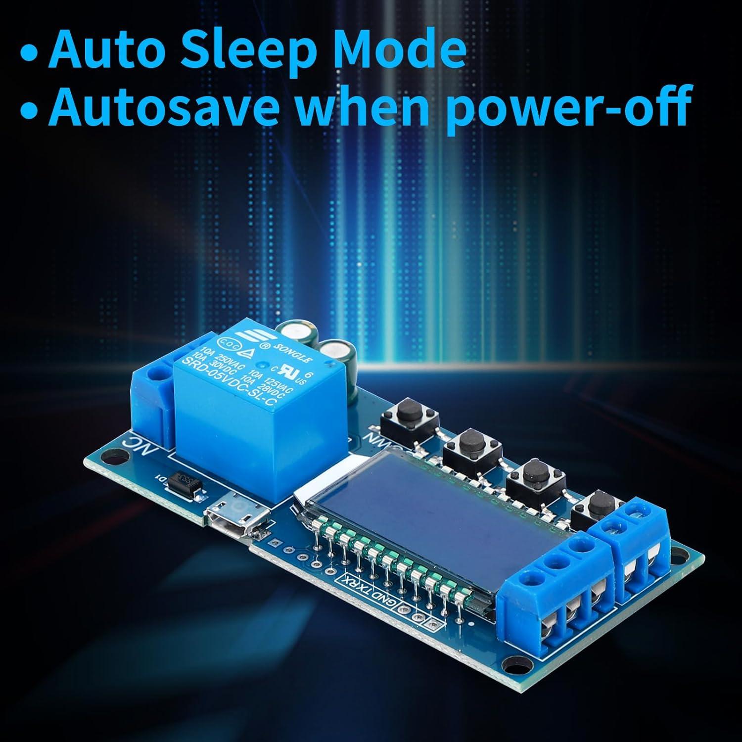 imageDROK Timer Relay  5V12V24V Time Delay Relay Switch DelayOff Cycle Timer 001s9999mins with LCD Display Support Micro USB 5V Power SupplyBlue