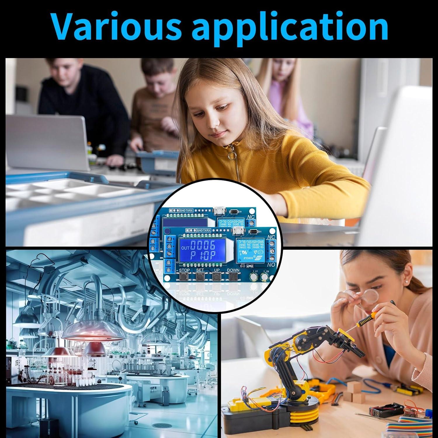 imageDROK Timer Relay  5V12V24V Time Delay Relay Switch DelayOff Cycle Timer 001s9999mins with LCD Display Support Micro USB 5V Power SupplyBlue