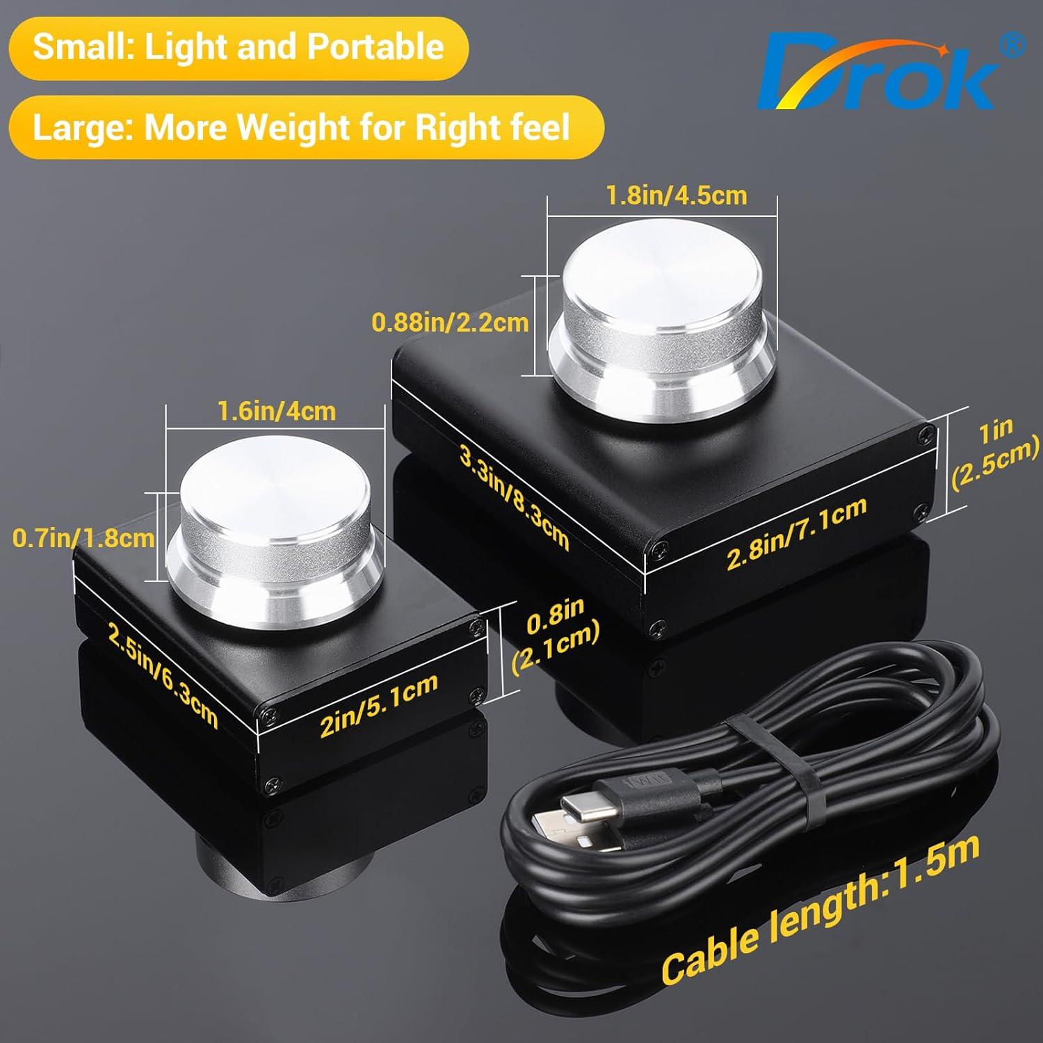 imageDROK USB Volume Knob Small PC Computer Speaker Volume Control Audio External USB Volume Control Knob with 1Key Mute Function Support Win7 8 10 XP Mac Vista Android Black and SilverSilver