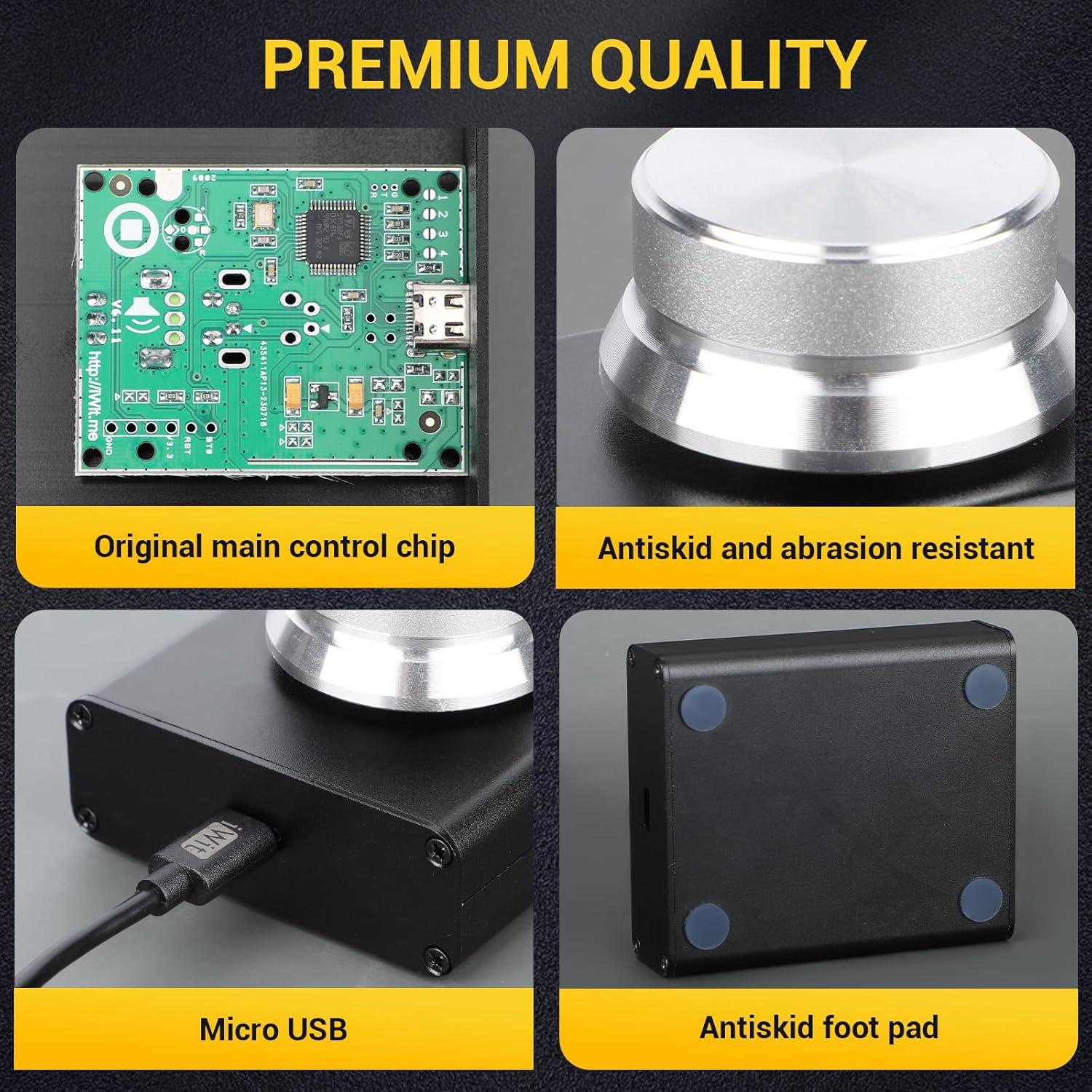 imageDROK USB Volume Knob Small PC Computer Speaker Volume Control Audio External USB Volume Control Knob with 1Key Mute Function Support Win7 8 10 XP Mac Vista Android Black and SilverSilver