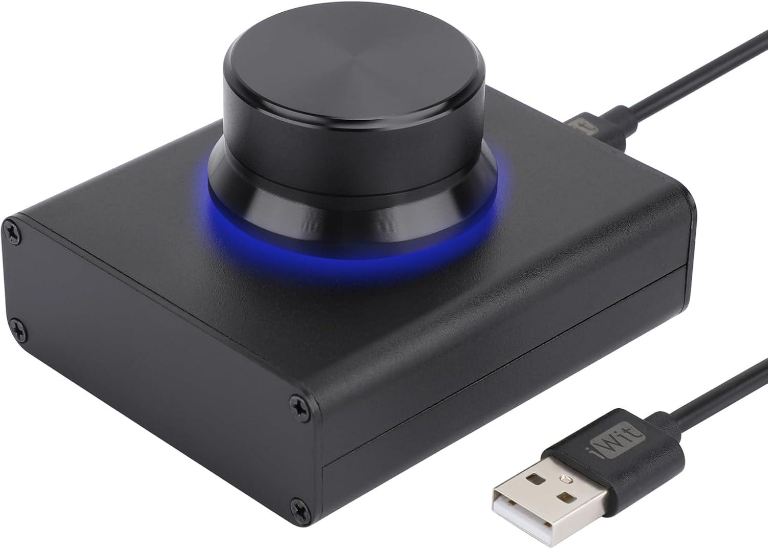 imageDROK USB Volume Knob Small PC Computer Speaker Volume Control Audio External USB Volume Control Knob with 1Key Mute Function Support Win7 8 10 XP Mac Vista Android Black and SilverBlack