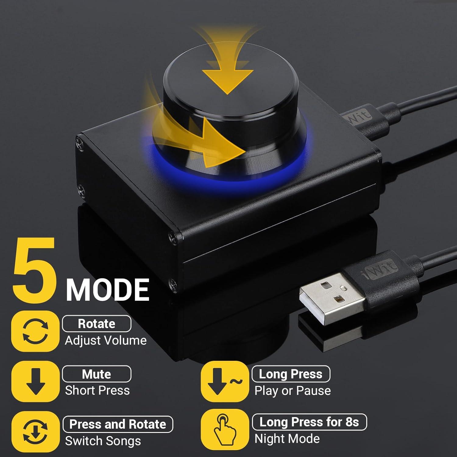 imageDROK USB Volume Knob Small PC Computer Speaker Volume Control Audio External USB Volume Control Knob with 1Key Mute Function Support Win7 8 10 XP Mac Vista Android Black and SilverBlack