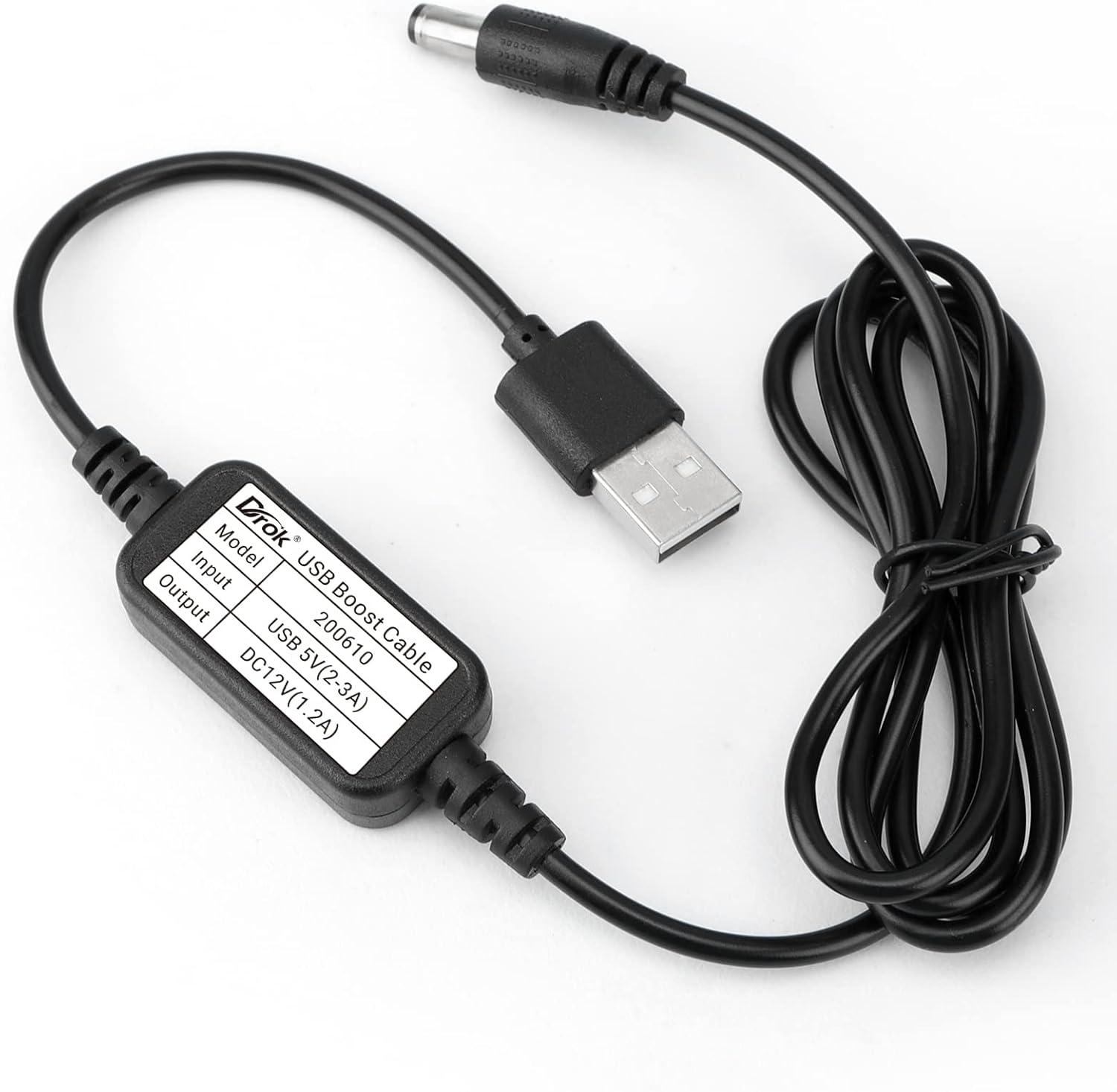 imageDROK USB to 9v 5v to 12v Step Up USB Cable DC 5V Boost to 9V 12V Voltage Converter 1A Stepup Volt Transformer Power Regulator Line with LED Display5V to 12VNo Display