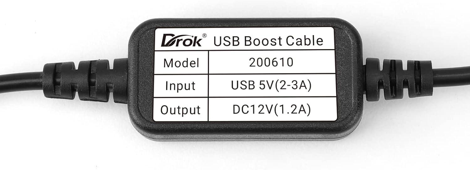 imageDROK USB to 9v 5v to 12v Step Up USB Cable DC 5V Boost to 9V 12V Voltage Converter 1A Stepup Volt Transformer Power Regulator Line with LED Display5V to 12VNo Display