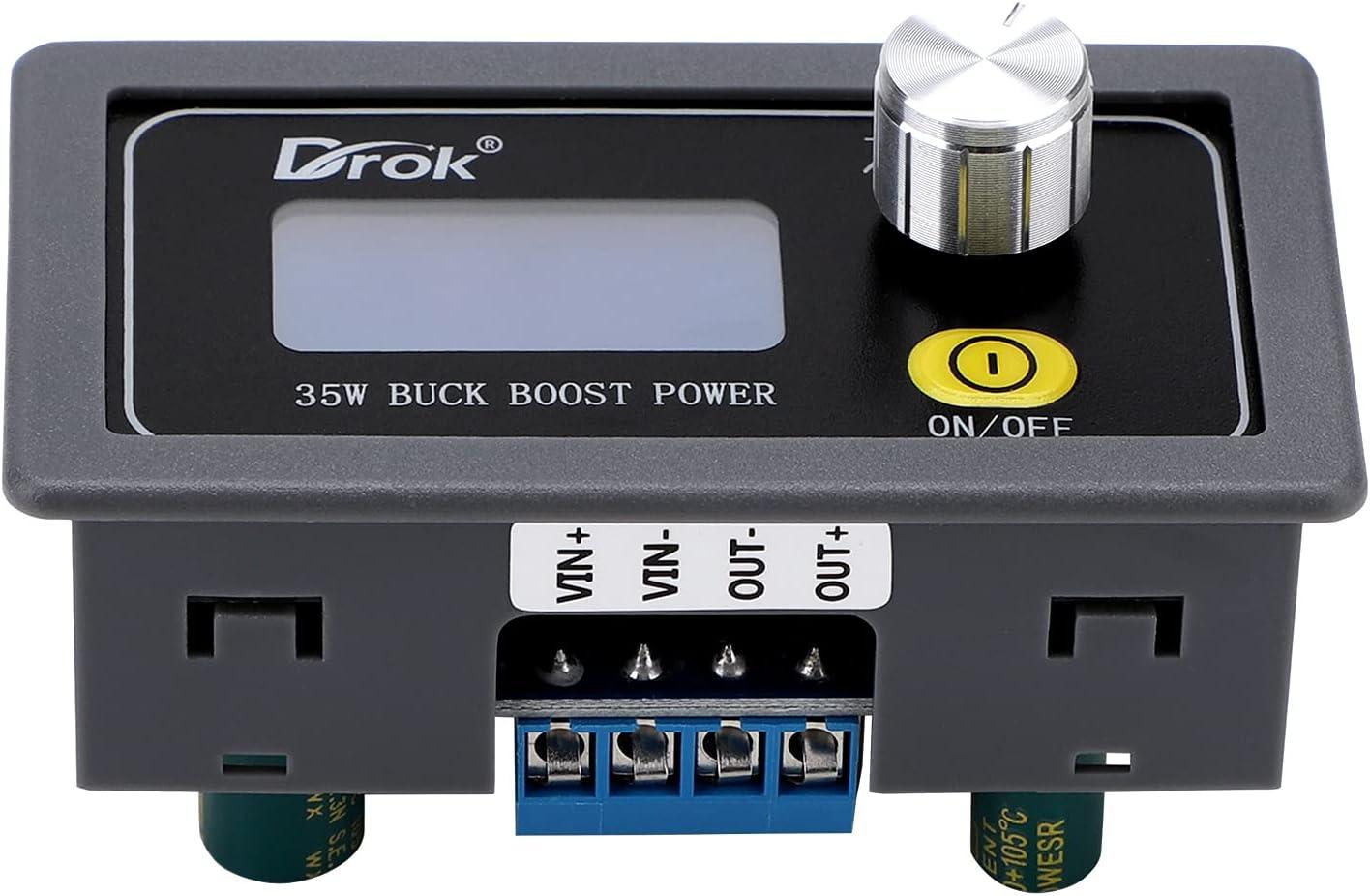 imageDrok DC Buck Boost Converter 5V30V Step Up Down to 0630V Digital Control Power Supply 6V 12V 24V Voltage Regulator LCD Digital Display Buck Boost Module Voltage Transformer for Golf CartBuck Boost 530V to 030V 35W