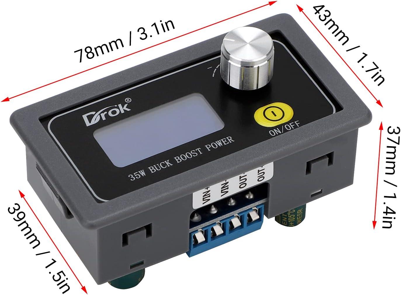 imageDrok DC Buck Boost Converter 5V30V Step Up Down to 0630V Digital Control Power Supply 6V 12V 24V Voltage Regulator LCD Digital Display Buck Boost Module Voltage Transformer for Golf CartBuck Boost 530V to 030V 35W