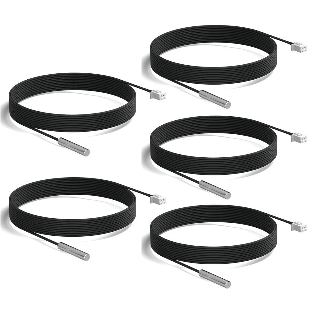 imageDROK 10K Temperature Sensor Probe 5pcs 1 Meter Waterproof Temp Sensor Probe Stainless Steel 3950 NTC Temp Sensor Probe Digital Temperature Transmitter Extension Cable3Meter98ft