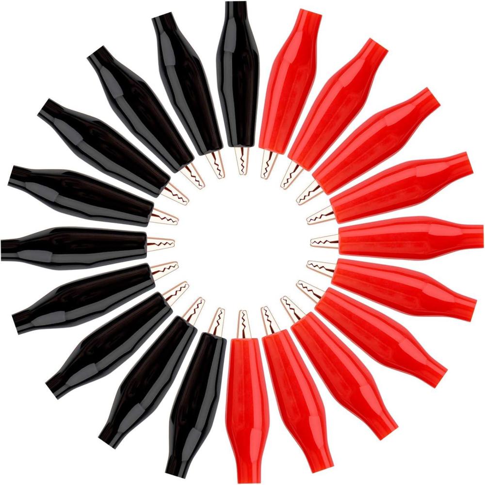 imageDROK 20pcs Insulated Alligator Clips Electrical Large  177 inch45mm 10A Pure Copper Alligator Clips for Multimeter127mm