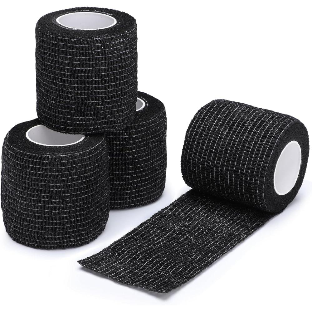 imageDROK 410 Roll Camo Tape Wrap Camouflage SelfAdhesive Camo Stick Bandage for Outdoor Sports Climbing Camping 23in x 1476ft for Range Finder Camera Flashlight BicycleBlack