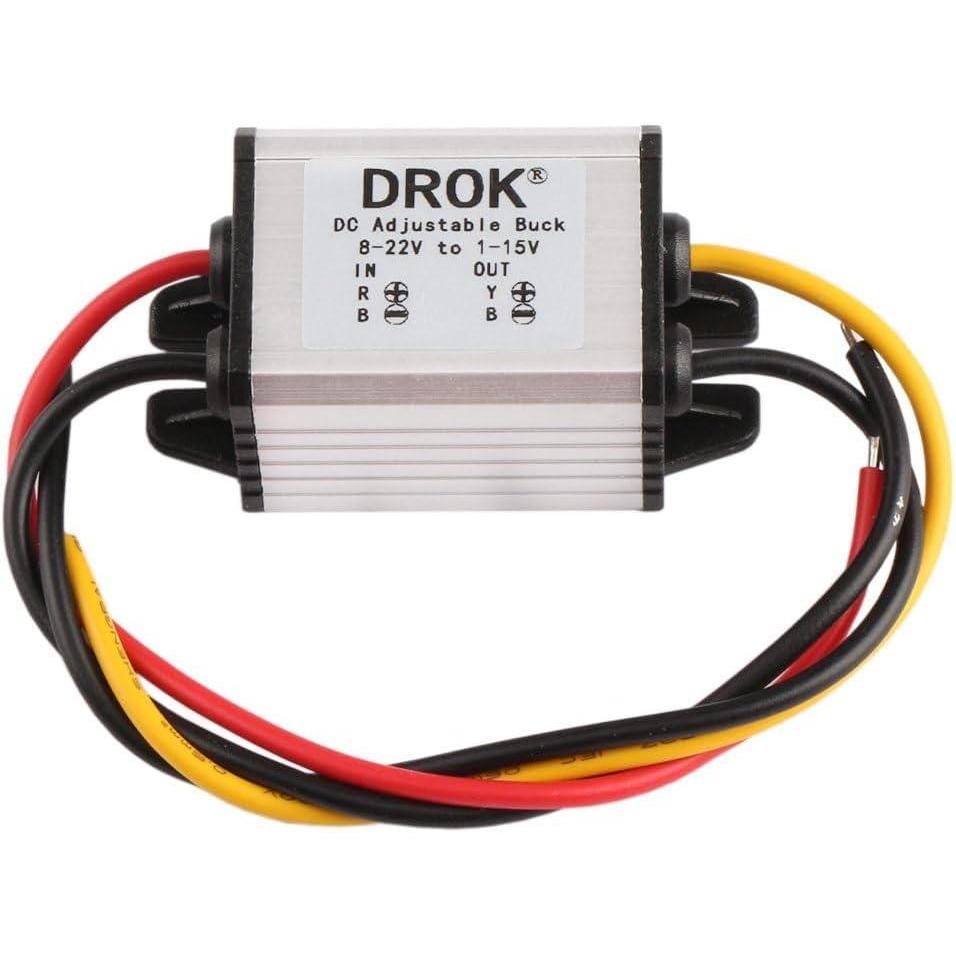 imageDROK 5V DC Converter 2pcs Waterproof DC Buck Converter 8V22V 12 V Step Down to 3V15V 6V 9V 3A Adjustable Power Supply Voltage Regulator Module