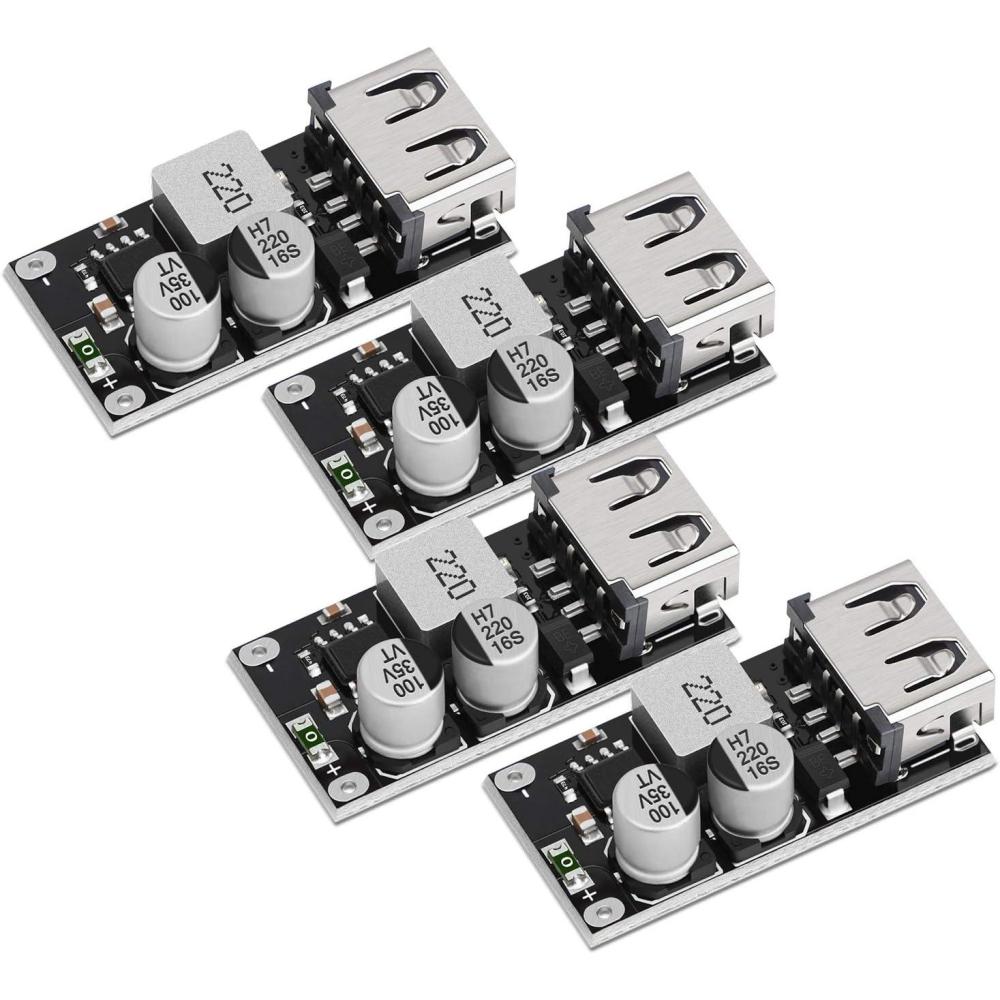 imageDROK DC Buck Converter 12V to 5V Step Down Converter Voltage Regulator 9V36V to 5V 356A Pack of 2 BlueBlack Mini4pcs