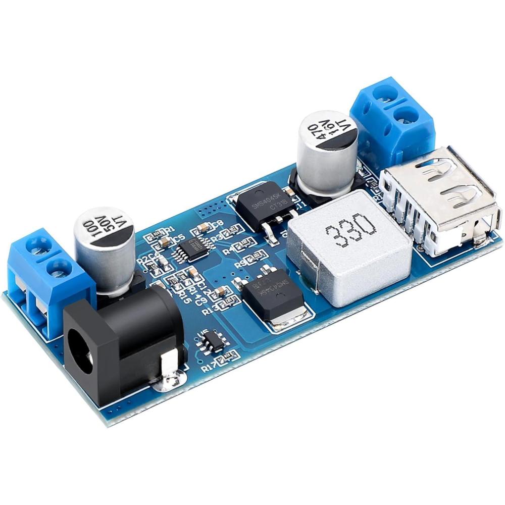 imageDROK DC Buck Converter 12V to 5V Step Down Converter Voltage Regulator 9V36V to 5V 356A Pack of 2 BlueBlue1pcs