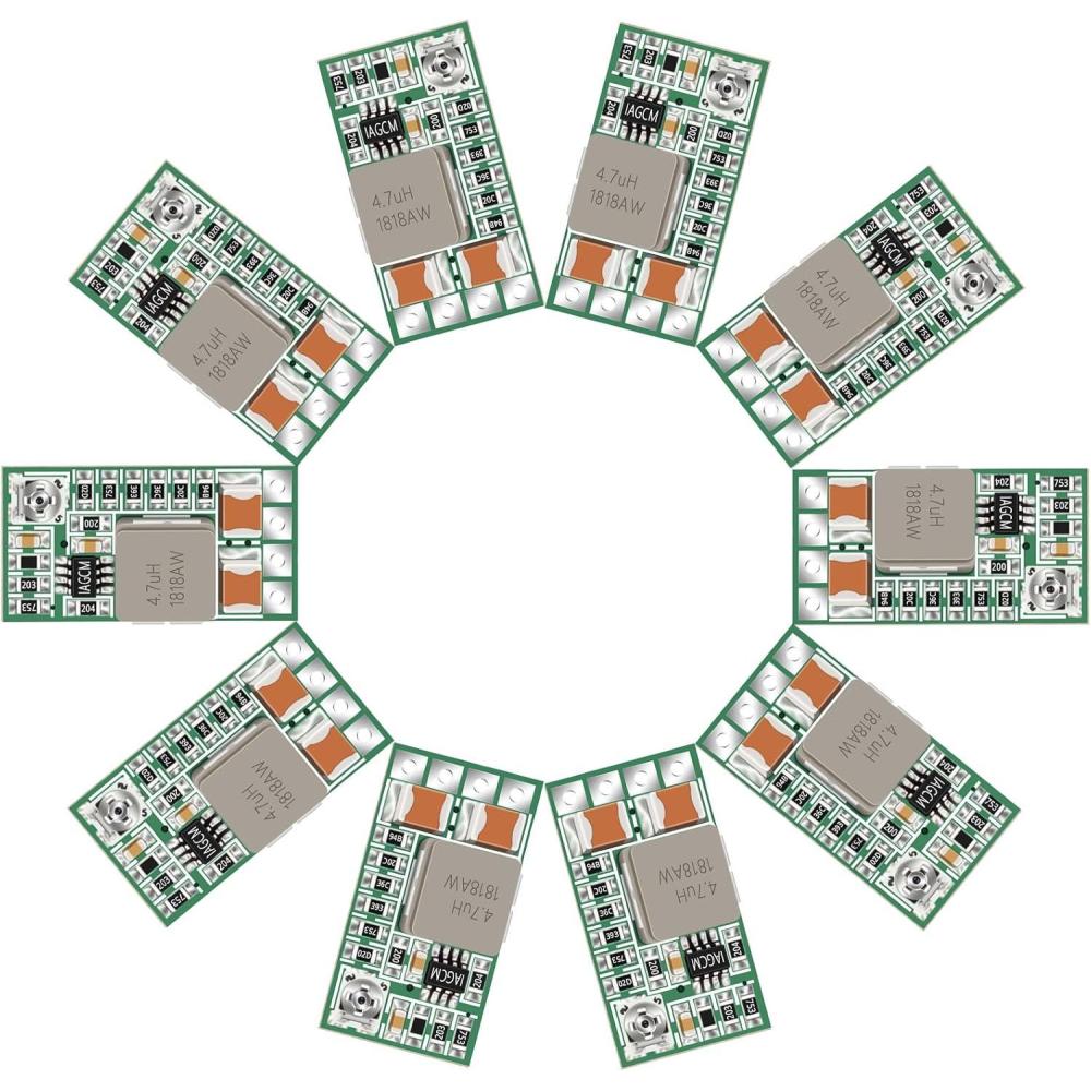 imageDROK DC Buck Converter 6pcs Mini Voltage Regulator DC 4520V 12V 9V Step Down to 5V Reducer Board 3A 10W Fixed Adjustable Volt Output StepDown Transformer Power Supply Stabilizer Module10pcs 4524V to 5V