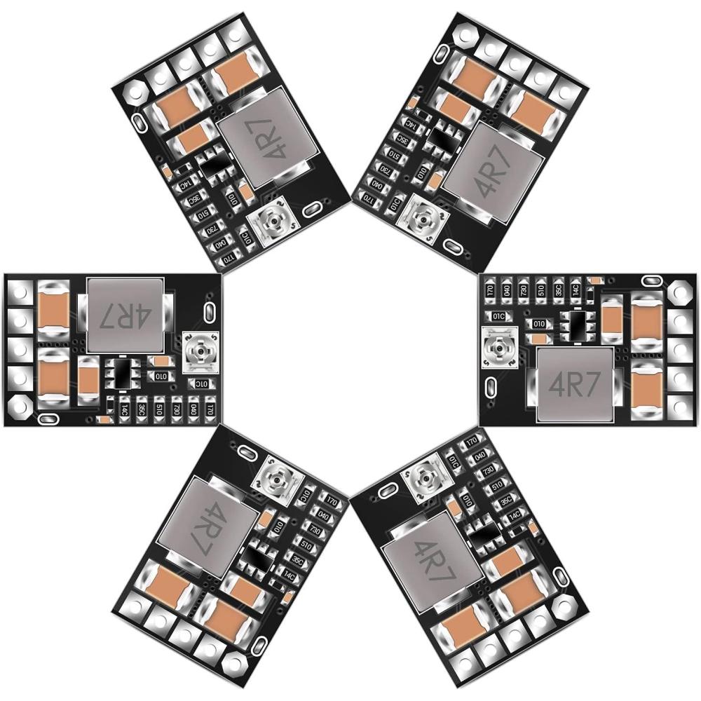 imageDROK DC Buck Converter 6pcs Mini Voltage Regulator DC 4520V 12V 9V Step Down to 5V Reducer Board 3A 10W Fixed Adjustable Volt Output StepDown Transformer Power Supply Stabilizer Module6pcs 4520V to 5V