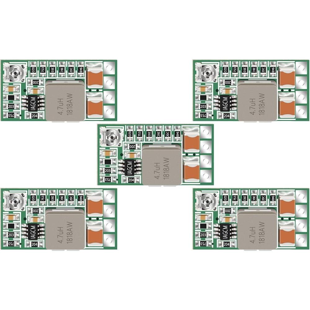 imageDROK DC Buck Converter 6pcs Mini Voltage Regulator DC 4520V 12V 9V Step Down to 5V Reducer Board 3A 10W Fixed Adjustable Volt Output StepDown Transformer Power Supply Stabilizer Module5pcs 4524V to 5V