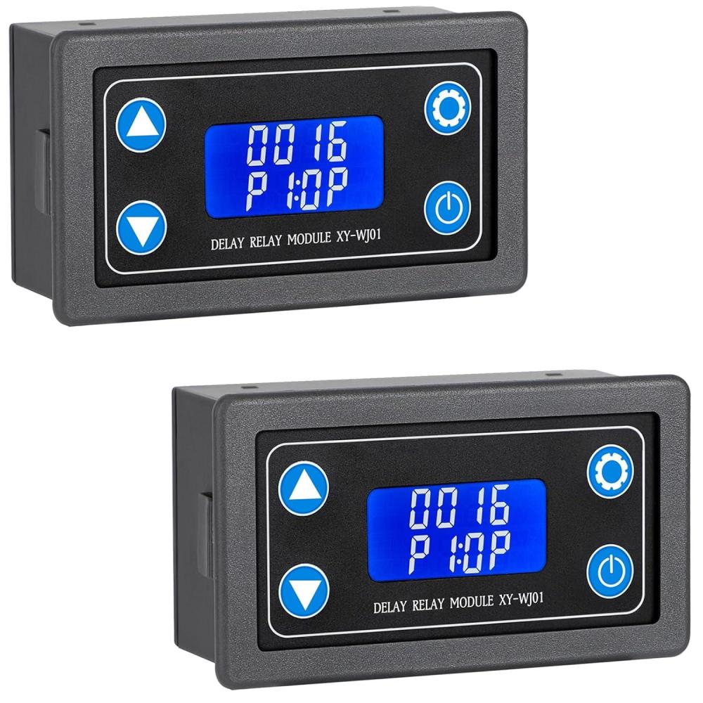 imageDROK Delay Relay Module DC 630V Timer Relay 12V 24V 001s9999min 50mA Digital Timer Cycle Delay Switch Module AC 220V Power OnOff Controller with LCD Display Switch Button Case10APack of 2